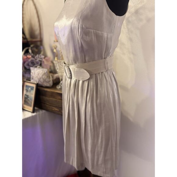 Joseph Ribkoff Dress Vintage Inspired Shimmer Silver Party Open Back - Picture 15 of 16